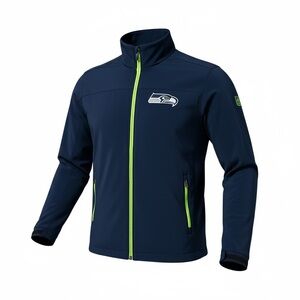 Seattle Seahawks Blue Jacket Men’s Large NFL Full Zip Soft Shell Super Bowl